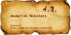 Anderlik Nikolett névjegykártya